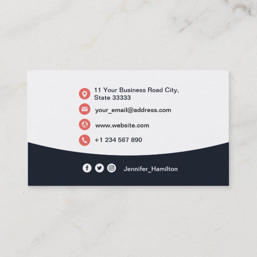 Professionele aangepaste QRCode Photo Navy Blue Re Visitekaartje (Achterkant)