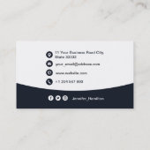 Professionele aangepaste QRCode Photo Navy Blue Visitekaartje (Achterkant)