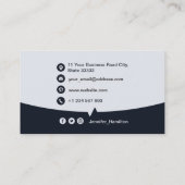 Professionele aangepaste QRCode Photo Navy Blue Visitekaartje (Achterkant)