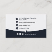 Professionele aangepaste QRCode Photo Navy Blue Visitekaartje (Achterkant)