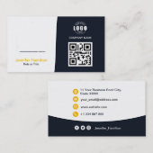 Professionele aangepaste QRCode Photo Navy Blue Ye Visitekaartje (Voorkant / Achterkant)