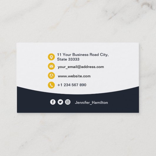 Professionele aangepaste QRCode Photo Navy Blue Ye Visitekaartje (Achterkant)