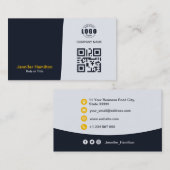 Professionele aangepaste QRCode Photo Navy Blue Ye Visitekaartje (Voorkant / Achterkant)