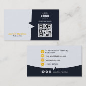 Professionele aangepaste QRCode Photo Navy Blue Ye Visitekaartje (Voorkant / Achterkant)