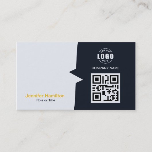 Professionele aangepaste QRCode Photo Navy Blue Ye Visitekaartje (Voorkant)