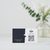Professionele aangepaste QRCode Photo Navy Blue Ye Visitekaartje (Staand voorkant)