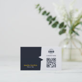 Professionele aangepaste QRCode Photo Navy Blue Ye Visitekaartje (Staand voorkant)