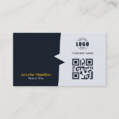 Professionele aangepaste QRCode Photo Navy Blue Ye Visitekaartje (Voorkant)