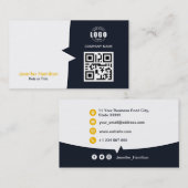 Professionele aangepaste QRCode Photo Navy Blue Ye Visitekaartje (Voorkant / Achterkant)