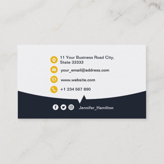 Professionele aangepaste QRCode Photo Navy Blue Ye Visitekaartje (Achterkant)