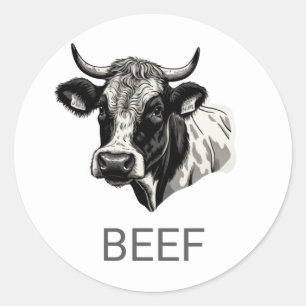 Professionele aangepaste rundvlees bruiloft maalti ronde sticker