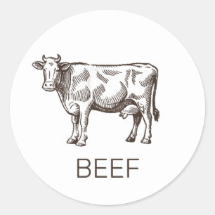 Professionele aangepaste rundvlees bruiloft maalti ronde sticker