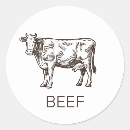 Professionele aangepaste rundvlees bruiloft maalti ronde sticker (Voorkant)
