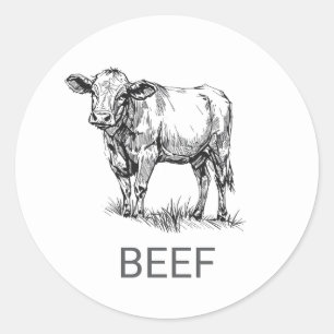 Professionele aangepaste rundvlees bruiloft maalti ronde sticker