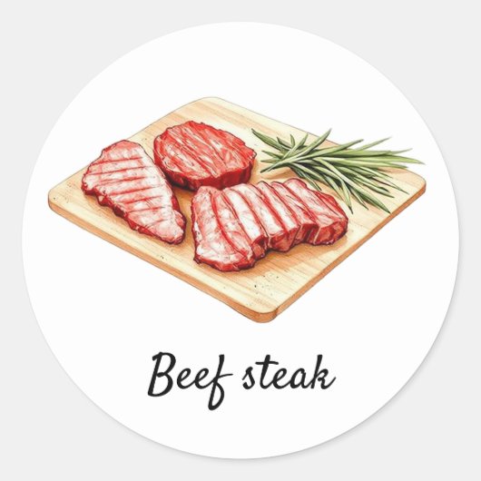 Professionele Aangepaste Rundvlees Steak Wedding M Ronde Sticker (Voorkant)