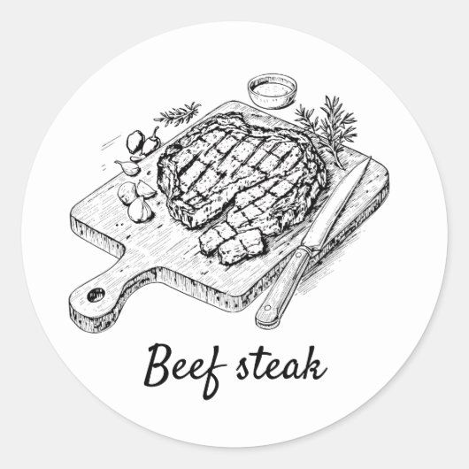 Professionele Aangepaste Rundvlees Steak Wedding M Ronde Sticker (Voorkant)