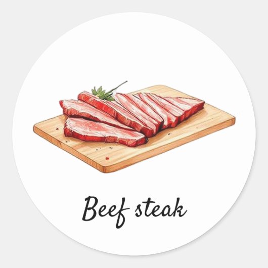 Professionele Aangepaste Rundvlees Steak Wedding M Ronde Sticker (Voorkant)