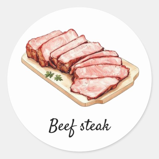 Professionele Aangepaste Rundvlees Steak Wedding M Ronde Sticker (Voorkant)