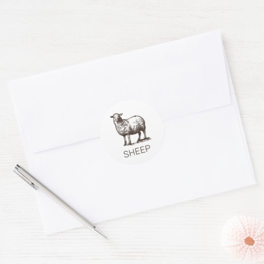 Professionele aangepaste schapen bruiloft maaltijd ronde sticker (Envelop)
