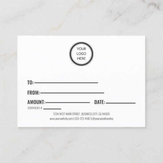 Professionele aangepaste zakelijke cadeaubonnen visitekaartje (Achterkant)