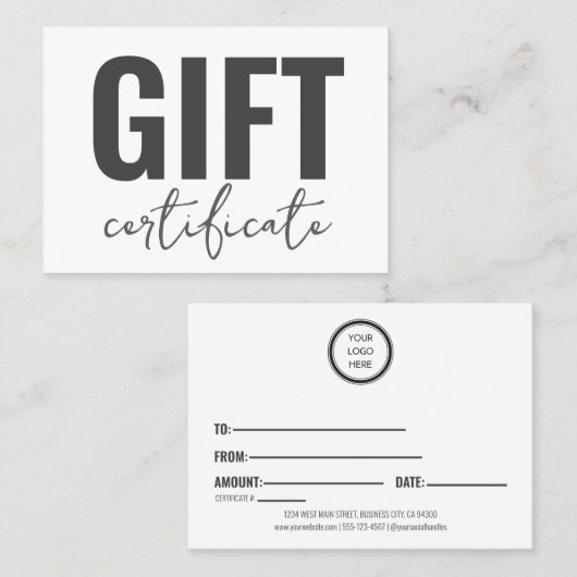 Professionele aangepaste zakelijke cadeaubonnen visitekaartje (Voorkant / Achterkant)