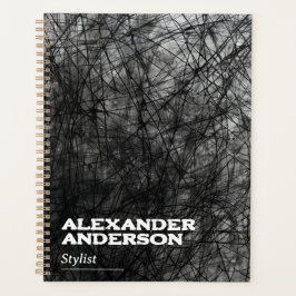 Professionele Abstracte Minimal Black Scribble Planner