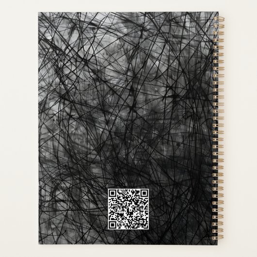Professionele Abstracte Minimal Black Scribble Planner (Achterkant)