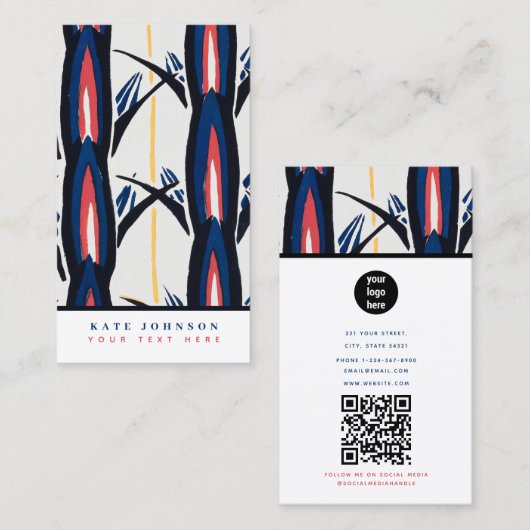 Professionele Abstracte Retro  Waterverf Kunst Visitekaartje (Voorkant / Achterkant)