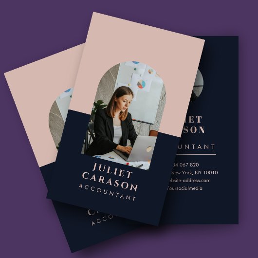 Professionele Accountant Boog Foto Blush Roze Visitekaartje