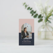 Professionele Accountant Boog Foto Blush Roze Visitekaartje (Staand voorkant)