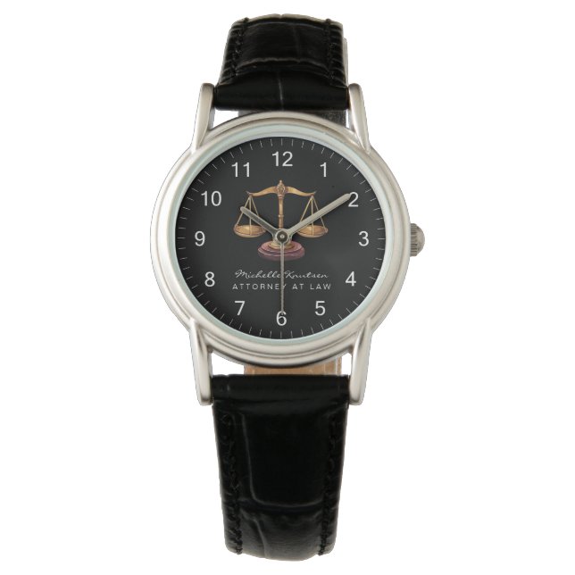 Professionele advocaat advocaat luxe Black Gold Horloge (Voorkant)