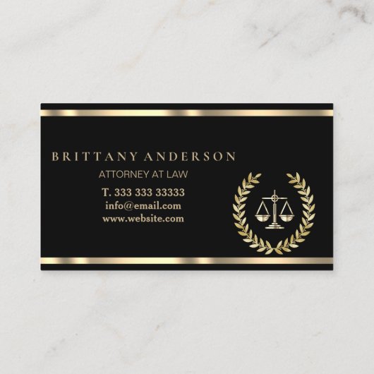 Professionele advocaat bij Law Black & Gold Scale Visitekaartje (Achterkant)