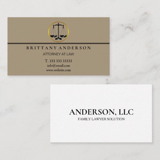 Professionele advocaat bij Law Black Scale Busines Visitekaartje (Voorkant / Achterkant)