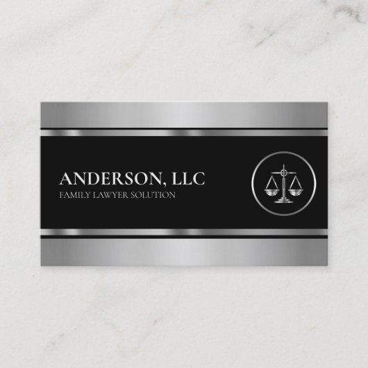 Professionele advocaat bij Law Black & Silver Scal Visitekaartje (Voorkant)