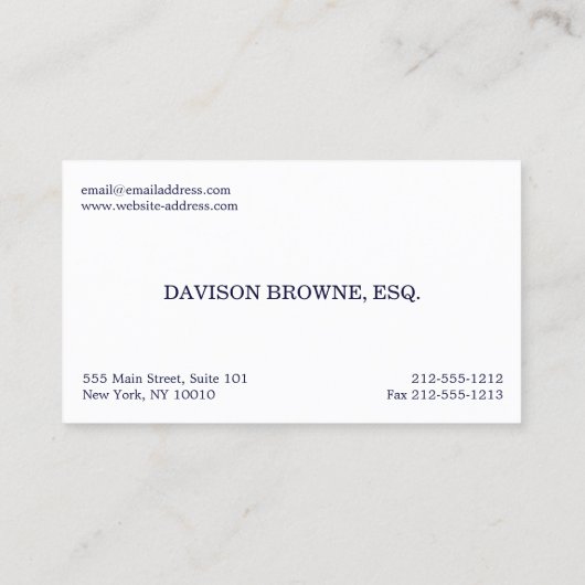 Professionele advocaat Donkerblauw Visitekaartje (Achterkant)