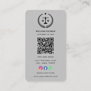Professionele Advocaat Gerechtelijke Schaal QR Cod Visitekaartje