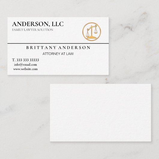 Professionele advocaat op de zwarte schaal visitekaartje (Voorkant / Achterkant)