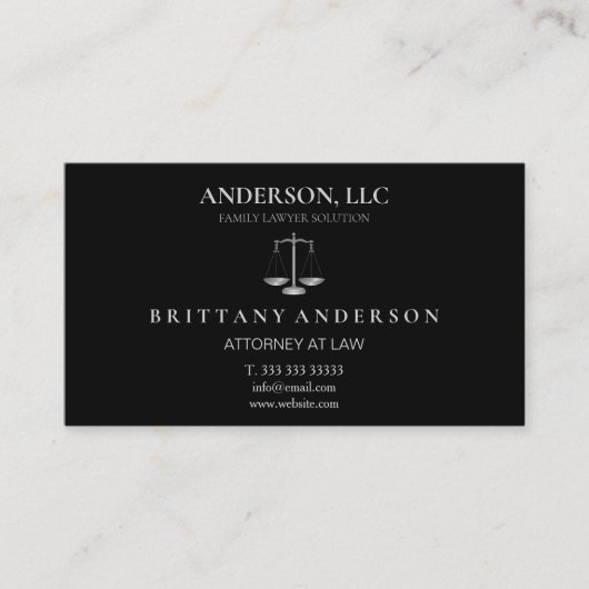 Professionele advocaat op de zwarte schaal visitekaartje (Voorkant)