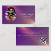 Professionele Afro-Amerikaanse kapper Paarse Visitekaartje (Voorkant / Achterkant)