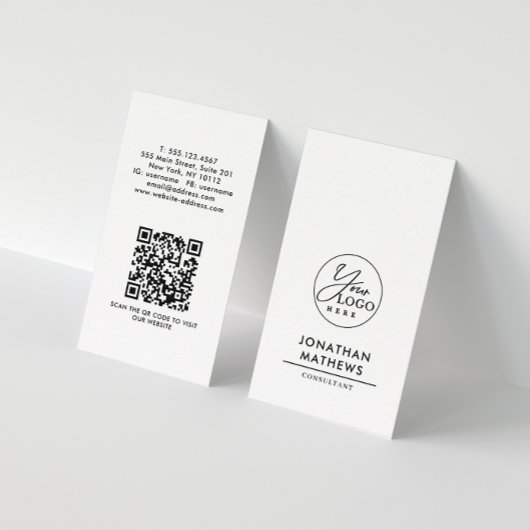 Professionele algemene platte witte Logo QR-code Visitekaartje