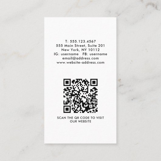 Professionele algemene platte witte Logo QR-code Visitekaartje (Achterkant)