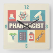 Professionele apotheker Iconisch ontworpen Vierkante Klok (Voorkant)