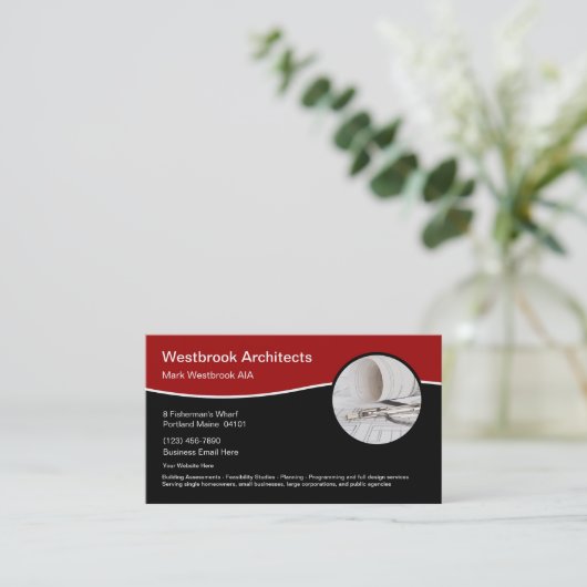 Professionele architect en architectuur visitekaartje (Staand voorkant)