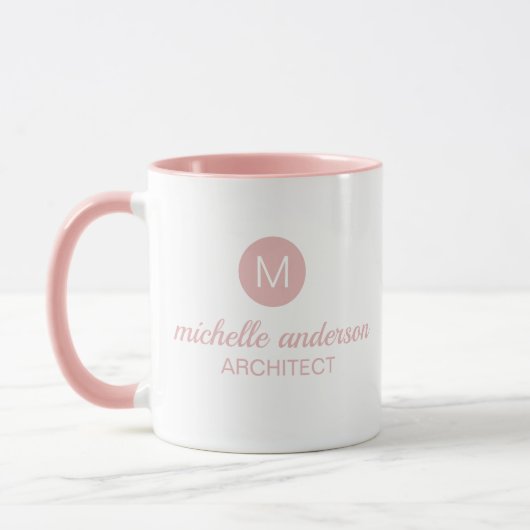 Professionele architect Monogram Initiaal Roze wit Mok (Links)