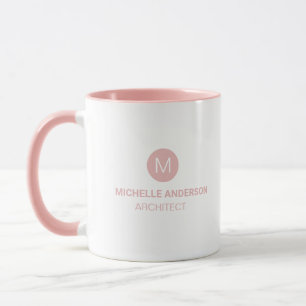 Professionele architect Monogram Initiaal Roze wit Mok