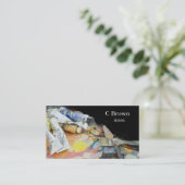 Professionele artiest verven en penselen visitekaartje (Staand voorkant)