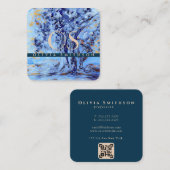 Professionele artistieke boom, monogrammen QR Vierkante Visitekaartje (Voorkant / Achterkant)