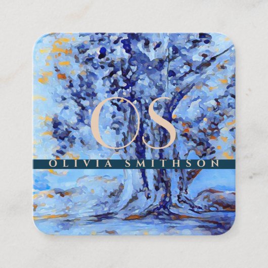 Professionele artistieke boom, monogrammen QR Vierkante Visitekaartje (Voorkant)