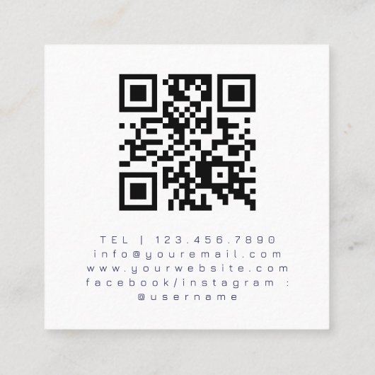 Professionele artistieke Makeup QR-code Vierkante Visitekaartje (Achterkant)