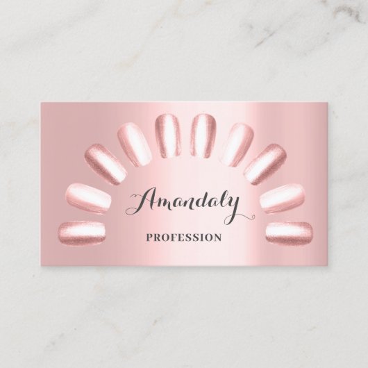 Professionele artistieke nagels Manicure Pink VIP Visitekaartje (Voorkant)
